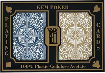 Kem Arrow Playing Cards: Blue/Gold, Poker Size Regular Index